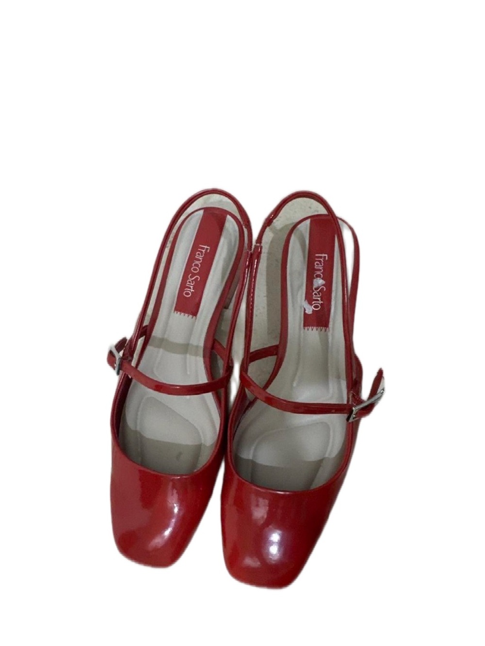 Franco Sarto Red Patent Slingback Mary Jane Heels